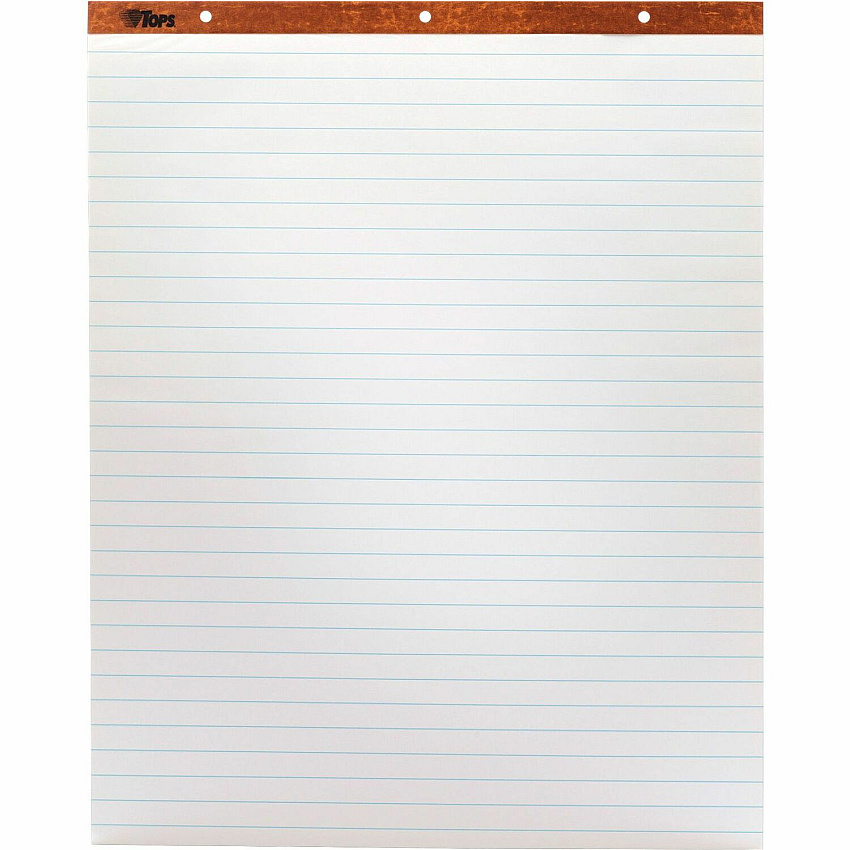 TOPS Horizontal Ruled Easel Pads 50 Sheets - Stapled/Glued - 15 lb Basis Weight - 27" x 34" Sheet Size - White Paper - Perforated, Punched - 2 / Carton (79041)