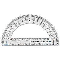 Charles Leonard Open Center Protractor, Plastic, 6" Ruler Edge, Clear, Dozen (77106)