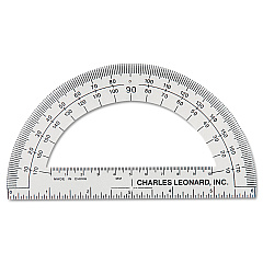Charles Leonard Open Center Protractor, Plastic, 6" Ruler Edge, Clear, Dozen (77106)