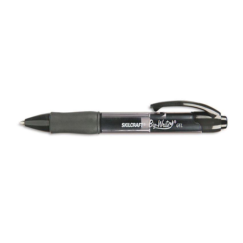 AbilityOne 7520015882363 SKILCRAFT BioWrite Gel Pen, Retractable, Medium 0.7 mm, Black Ink, Translucent Black Barrel, Dozen