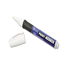 AbilityOne 7520015889102 SKILCRAFT Paint Marker, Ergonomic Rubber Grip, Medium Bullet Tip, White, 6/Pack