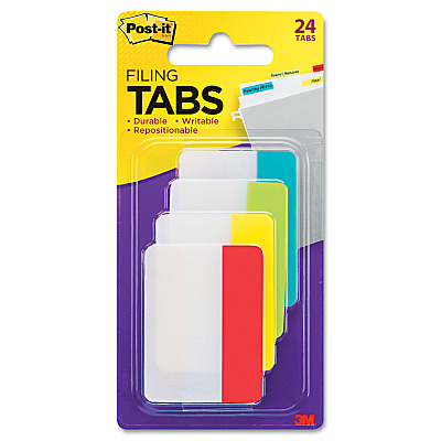 Post-it Tabs Tabs, 1/5-Cut Tabs, Assorted Colors, 2" Wide, 24/Pack (686ALYR)