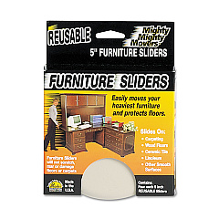 Master Caster Mighty Mighty Movers Reusable Furniture Sliders, Round, 5" Dia., Beige, 4/Pack (87007)