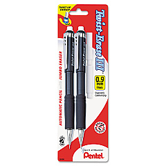 Pentel Twist-Erase III Mechanical Pencil, 0.9 mm, HB (#2.5), Black Lead, Assorted Barrel Colors, 2/Pack (QE519BP2K6)