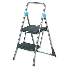 Cosco Commercial 2-Step Folding Stool, 300 lb Capacity, 20.5w x 24.75d x 39.5h, Gray (11829GGB)