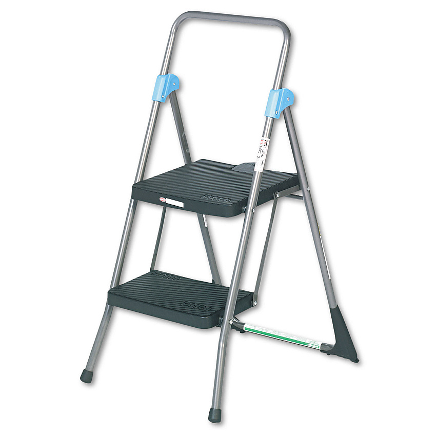 Cosco Commercial 2-Step Folding Stool, 300 lb Capacity, 20.5w x 24.75d x 39.5h, Gray (11829GGB)