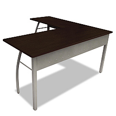 Linea Italia Trento Line L-Shaped Desk, 59.13" x 59.13" x 29.5", Mocha/Gray (TR737MOC)