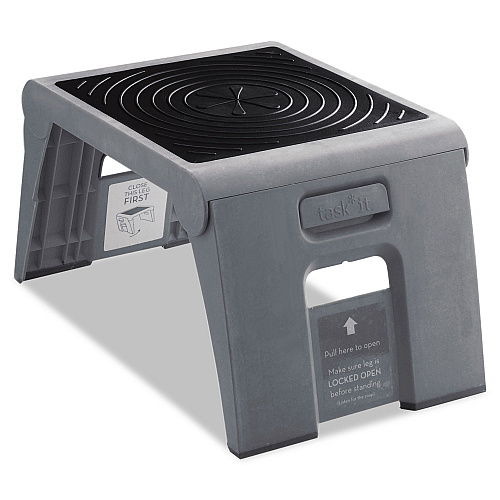 Cramer Folding Step Stool, 1-Step, 300 lb Capacity, 14w x 11.25d x 9.75h, Slate (50051PK82)