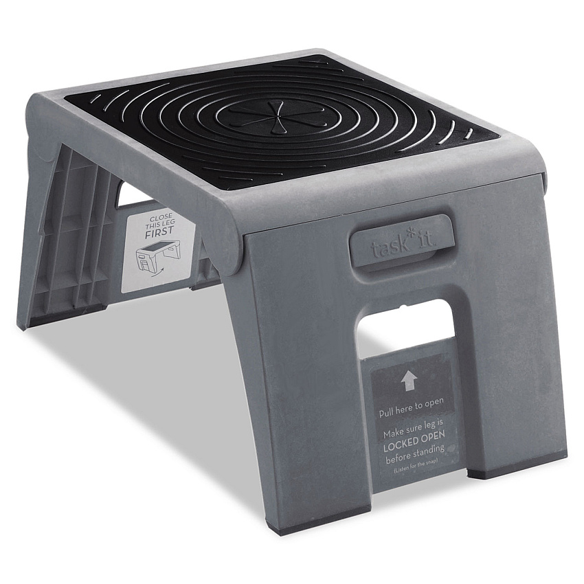 Cramer Folding Step Stool, 1-Step, 300 lb Capacity, 14w x 11.25d x 9.75h, Slate (50051PK82)
