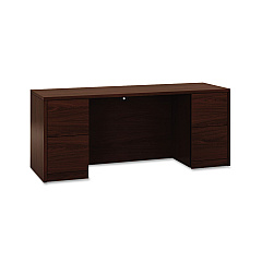 HON 10500 Series Kneespace Credenza With Full-Height Pedestals, 72w x 24d, Mahogany (105900NN)