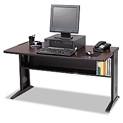 Safco Computer Desk with Reversible Top, 47.5" x 28" x 30", Mahogany/Medium Oak/Black (1931)