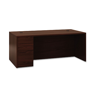 HON 10500 Series "L" Workstation Left Pedestal Desk with Full-Height Pedestal, 72" x 36" x 29.5", Mahogany (105896LNN)