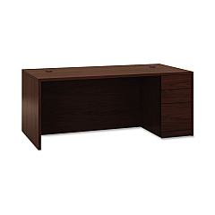 HON 10500 Series "L" Workstation Right Pedestal Desk with Full-Height Pedestal, 72" x 36" x 29.5", Mahogany (105895RNN)