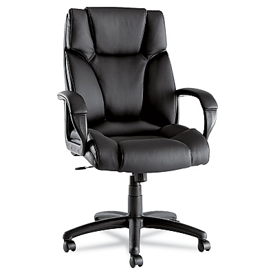Alera Fraze Series Executive High-Back Swivel/Tilt Bonded Leather Chair, Supports 275 lb, 17.71" to 21.65" Seat Height, Black (ALEFZ41LS10B)