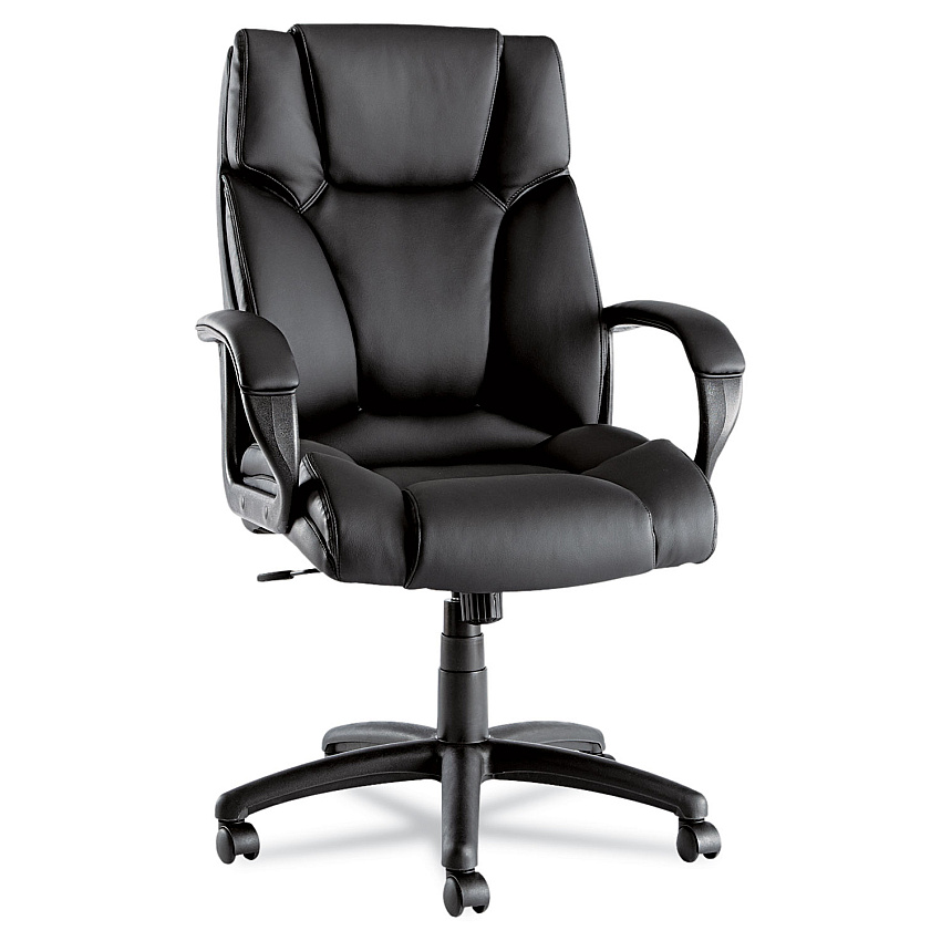 Alera Fraze Series Executive High-Back Swivel/Tilt Bonded Leather Chair, Supports 275 lb, 17.71" to 21.65" Seat Height, Black (ALEFZ41LS10B)