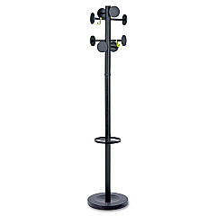 Alba Stan3 Steel Coat Rack, Stand Alone Rack, Eight Knobs, 15w x 15d x 69.3h, Black (PMSTAN3N)
