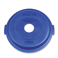 Rubbermaid Commercial Bottle/Can Recycling Top for BRUTE 32 gal Containers, Blue (1788376)