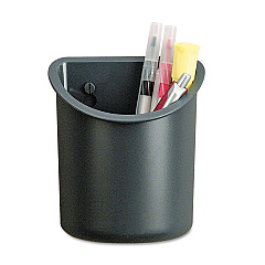 Universal Recycled Plastic Cubicle Pencil Cup, 4.25 x 2.5 x 5, Wall Mount, Charcoal (UNV08193)