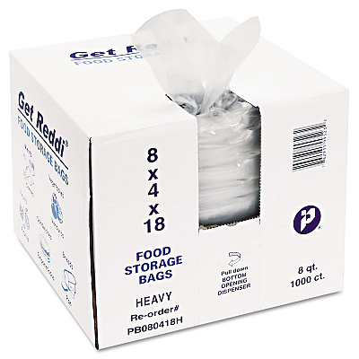 Inteplast Group Food Bags, 8 qt, 1 mil, 8" x 18", Clear, 1,000/Carton (PB080418H)