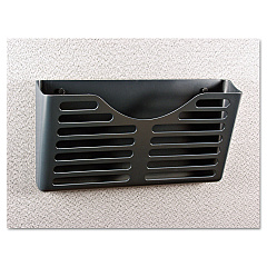 Universal Recycled Plastic Cubicle Single File Pocket, Cubicle Pins Mount, 13.5 x 3 x 7, Charcoal (UNV08162)