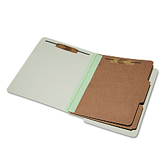 AbilityOne 7530015907103 SKILCRAFT End Tab Classification Folders, 2 Dividers, Letter Size, Light Green, 10/Box