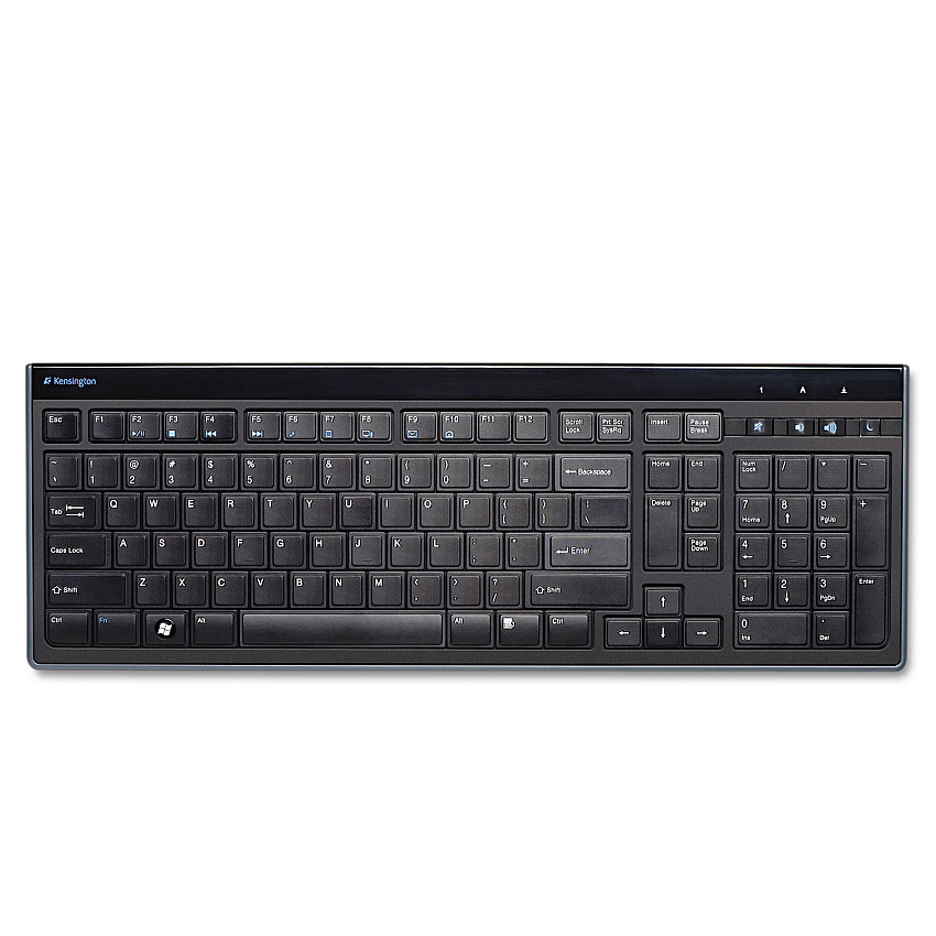 Kensington Slim Type Standard Keyboard, 104 Keys, Black/Silver (72357)