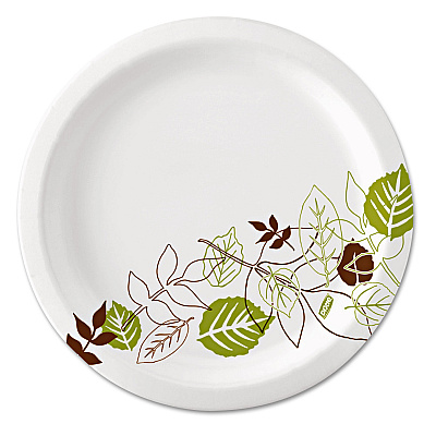 Dixie Pathways Soak-Proof Shield Mediumweight Paper Plates, WiseSize, 6.88" dia, Green/Burgundy, 500/Carton (UX7WS)