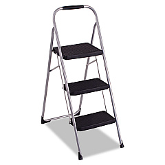 Cosco 3-Step Big Step Folding Stool, 200 lb Capacity, 17.75w x 28d x 45.63h, Light Gray (11408PBL1E)