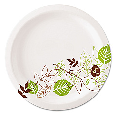 Dixie Pathways Soak-Proof Shield Mediumweight Paper Plates, 6.88" dia, Green/Burgundy, 125/Pack, 8 Packs/Carton (UX7PATH)