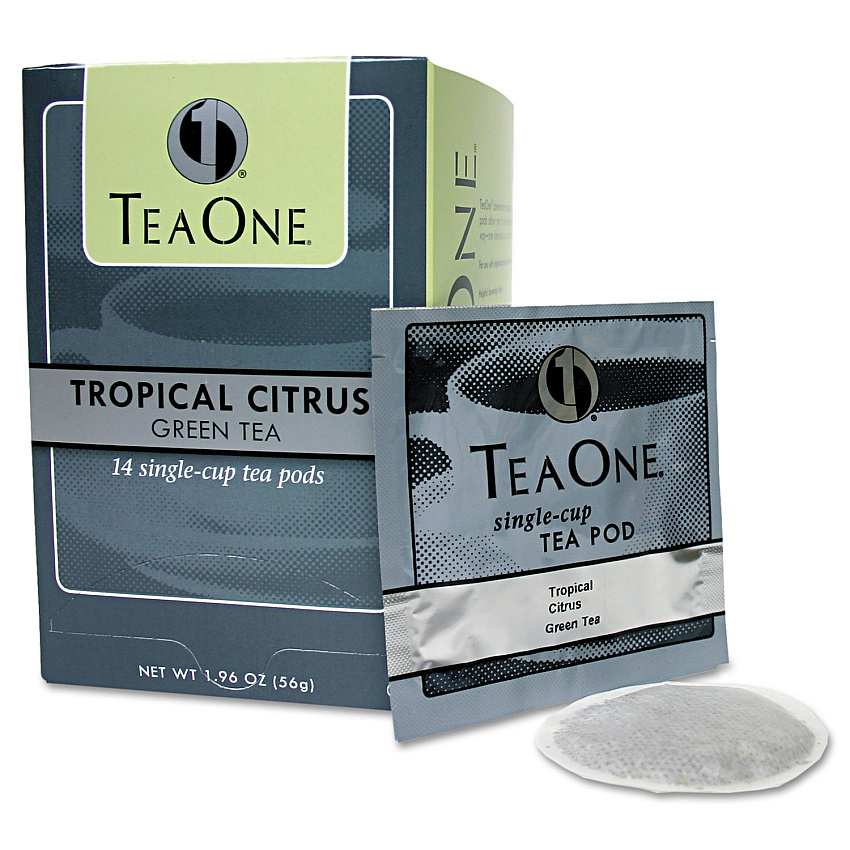 Tea One Tea Pods, Tropical Citrus Green, 14/Box (20700)