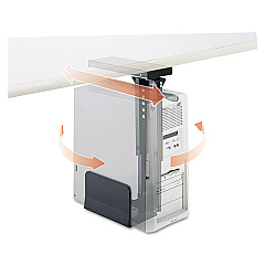 Safco Ergo-Comfort Swivel-Mount Under CPU Stand, Supports 60 lb, 9w x 13.5d x 17.5h, Black, Ships in 1-3 Business Days (2175)