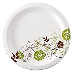 Dixie Pathways Soak Proof Shield Heavyweight Paper Plates, WiseSize, 10.13" dia, Green/Burgundy, 500/Carton (SXP10PATH)