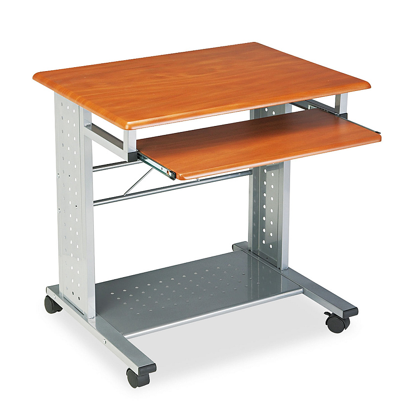 Safco Empire Mobile PC Cart, 29.75" x 23.5" x 29.75", Medium Cherry/Silver (945MEC)