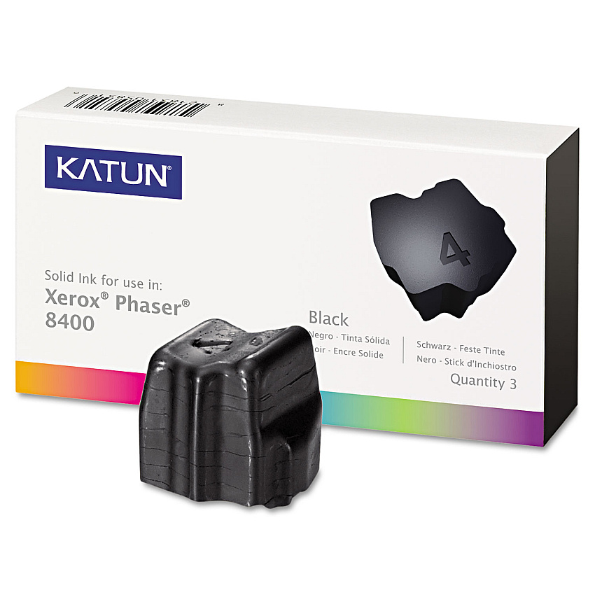 Compatible Katun Compatible 108R00604 Solid Ink Stick, 3,400 Page-Yield, Black, 3/Box (38707)