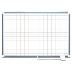 MasterVision Gridded Magnetic Porcelain Planning Board, 1 x 2 Grid, 72 x 48, Aluminum Frame (CR1230830)