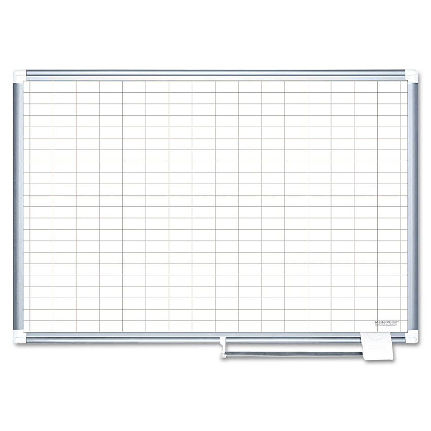 MasterVision Gridded Magnetic Porcelain Planning Board, 1 x 2 Grid, 72 x 48, Aluminum Frame (CR1230830)
