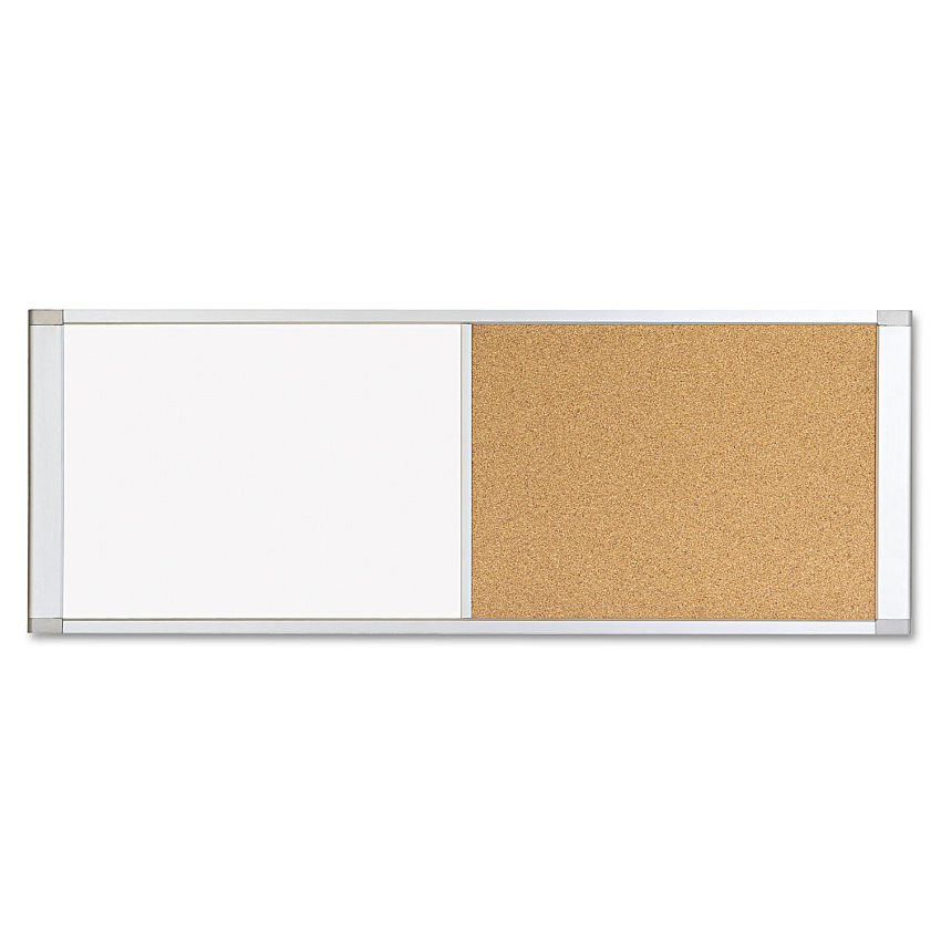 MasterVision Combo Cubicle Workstation Dry Erase/Cork Board, 48x18, Silver Frame (XA42003700)