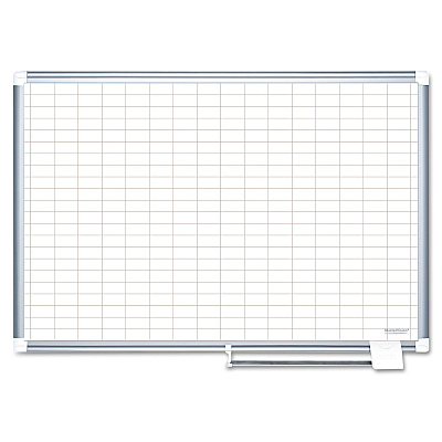 MasterVision Grid Planning Board, 1 x 2 Grid, 48 x 36, White/Silver (MA0592830)