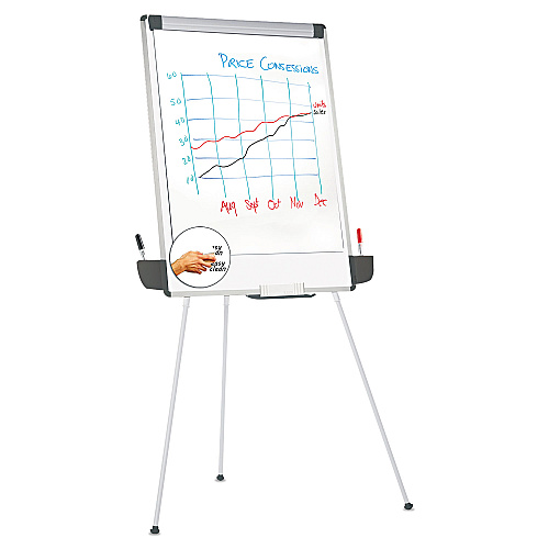 Universal Tripod-Style Dry Erase Easel, Easel: 44" to 78", Board: 29 x 41, White/Silver (UNV43031)