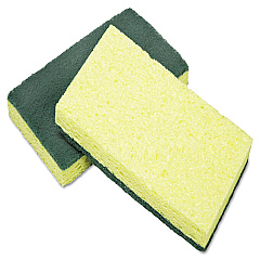 AbilityOne 7920015664130, SKILCRAFT, Cellulose Scrubber Sponge, 3.25 x 6.25, 0.75" Thick, Yellow/Green, 3/Pack