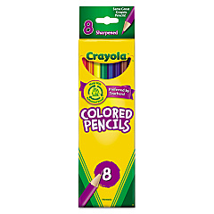 Crayola Long-Length Colored Pencil Set, 3.3 mm, 2B (#1), Assorted Lead/Barrel Colors, 8/Pack (684008)
