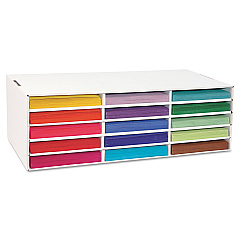 Pacon Classroom Keepers Letter-Size Construction Paper Sorter/Storage Box, 15 Sections, 29 1/4" x 12 7/8" x 9 3/8", White (001310)