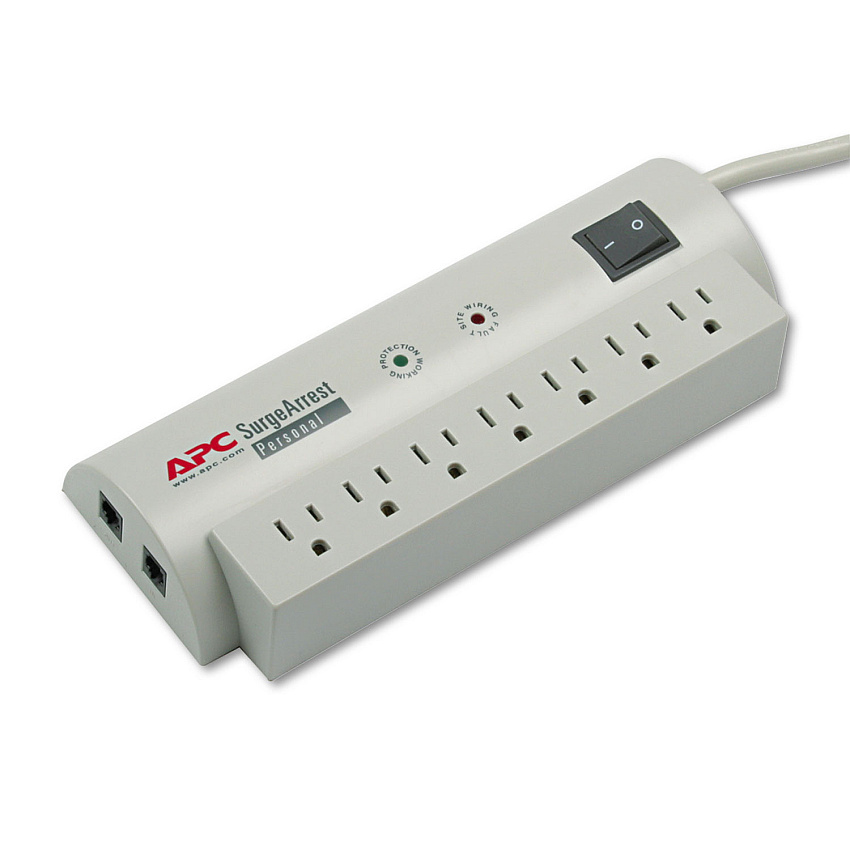 APC SurgeArrest Personal Power Surge Protector, 7 AC Outlets, 6 ft Cord, 240 J, Beige (PER7T)