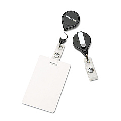 AbilityOne 8455015453657 SKILCRAFT Retractable ID Card Reel, Badge Holder, 36" Cord, Black, Dozen