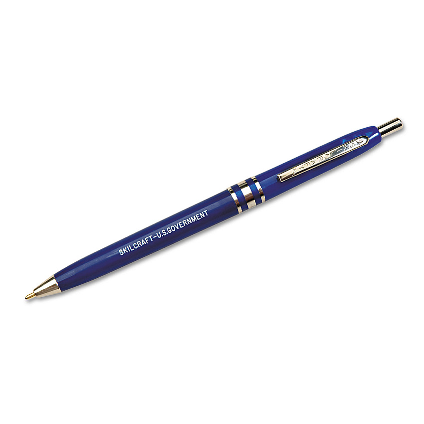 AbilityOne 7520013322833 SKILCRAFT U.S. Government Ballpoint Pen, Retractable, Medium 1 mm, Blue Ink, Blue Barrel, Dozen