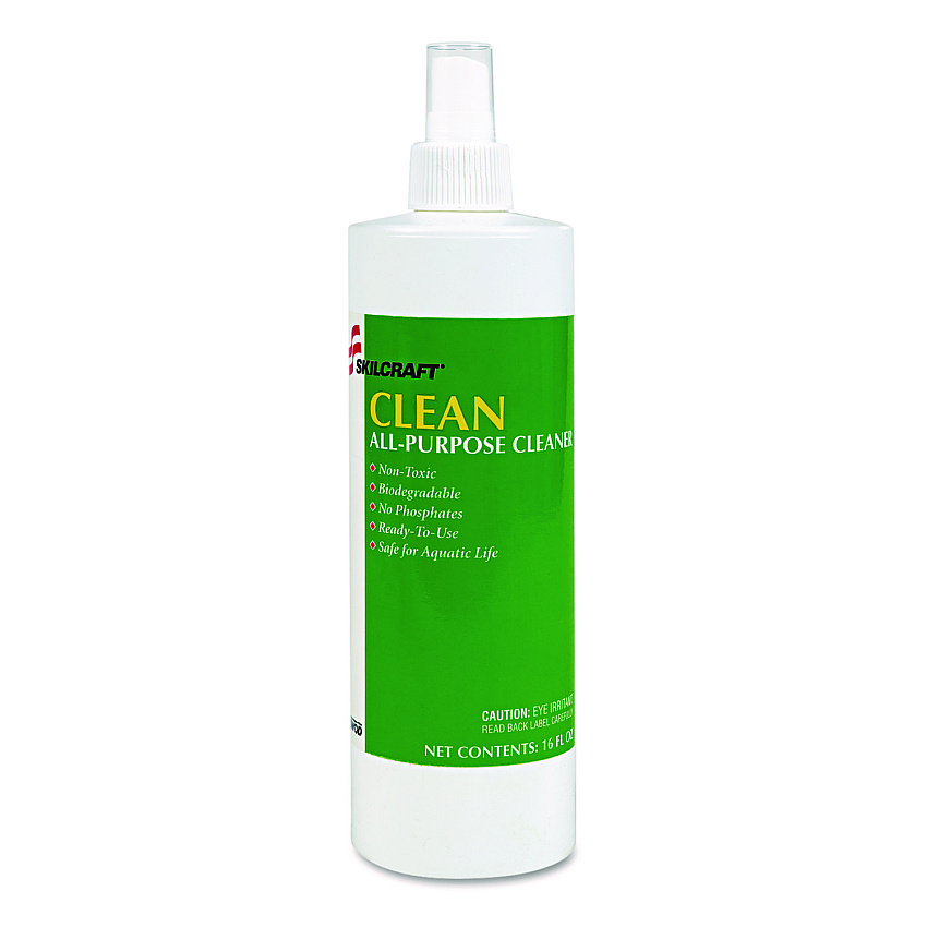 AbilityOne 7930009265280, SKILCRAFT, Clean All-Purpose Cleaner, Fragrance-Free, Alkaline Base, 16 oz Spray Bottle, 48/Carton