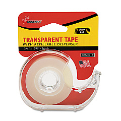 AbilityOne 7520015167576 SKILCRAFT Tape with Dispenser, 1" Core, 0.75" x 36 yds, Glossy Clear