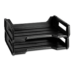 AbilityOne 7520010944307 SKILCRAFT Plastic Desk Tray, 1 Section, Letter Size Files, 12" x 8.5" x 5", Black, 2/Pack