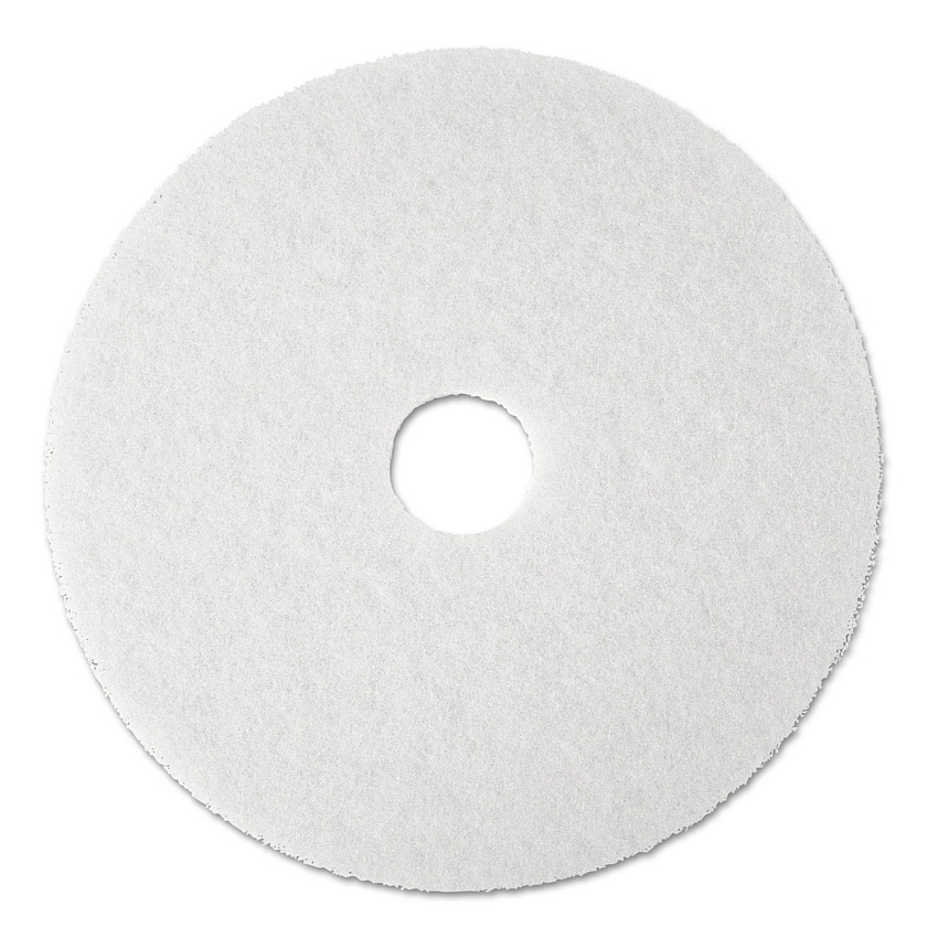 3M Low-Speed Super Polishing Floor Pads 4100, 13" Diameter, White, 5/Carton (08477)