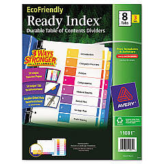 Avery Customizable Table of Contents Ready Index Dividers with Multicolor Tabs, 8-Tab, 1 to 8, 11 x 8.5, White, 3 Sets (11081)